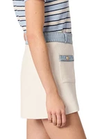 Knitted Shorts with Denim Trim