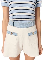 Knitted Shorts with Denim Trim