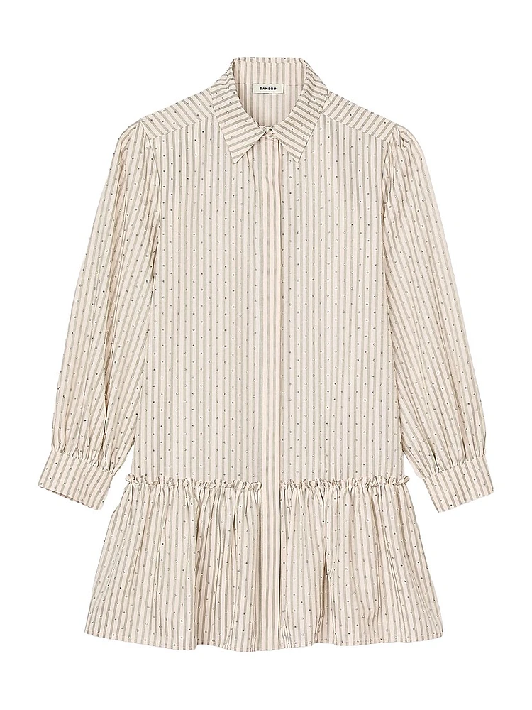 Rhinestone Striped Shirt Dress