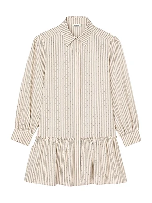 Rhinestone Striped Shirt Dress