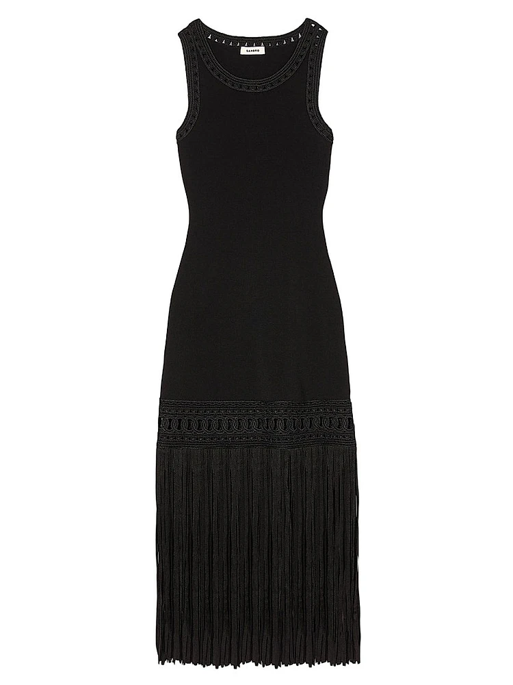 Fringed Knit Dress