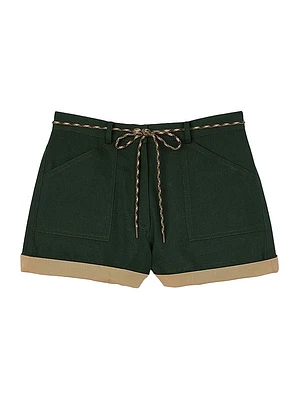 Two-Tone Drawstring Waist Shorts