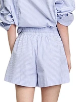 Striped Shorts with Flower Details