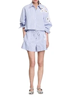 Striped Shorts with Flower Details
