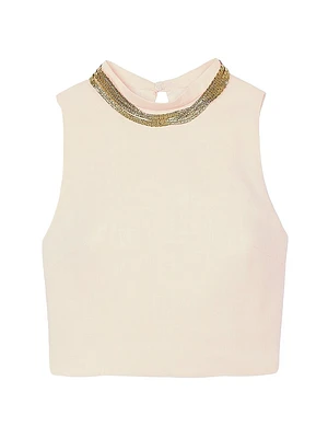 Knit Crop Top with Necklace