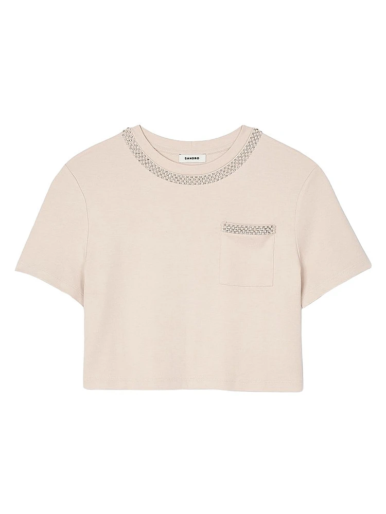 T-Shirt with Rhinestone Details