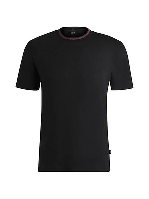 Mercerized-Cotton Slim-Fit T-Shirt with Collar Stripe