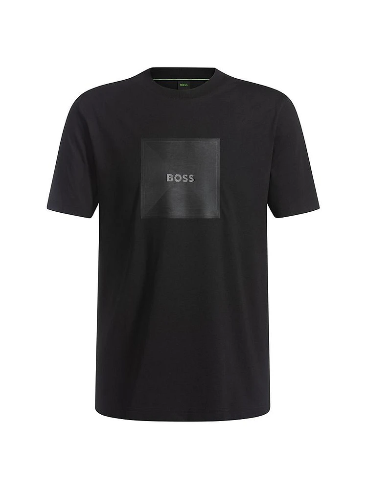 Cotton-Jersey T-Shirt with Fineline Logo Artwork