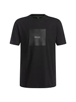 Cotton-Jersey T-Shirt with Fineline Logo Artwork