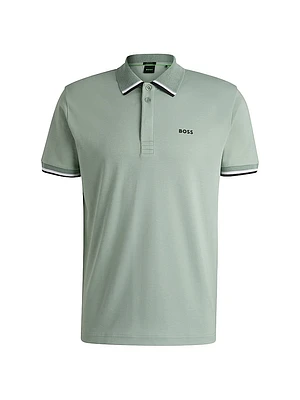 Paddy Knit Polo Shirt Cotton with Striped Trims