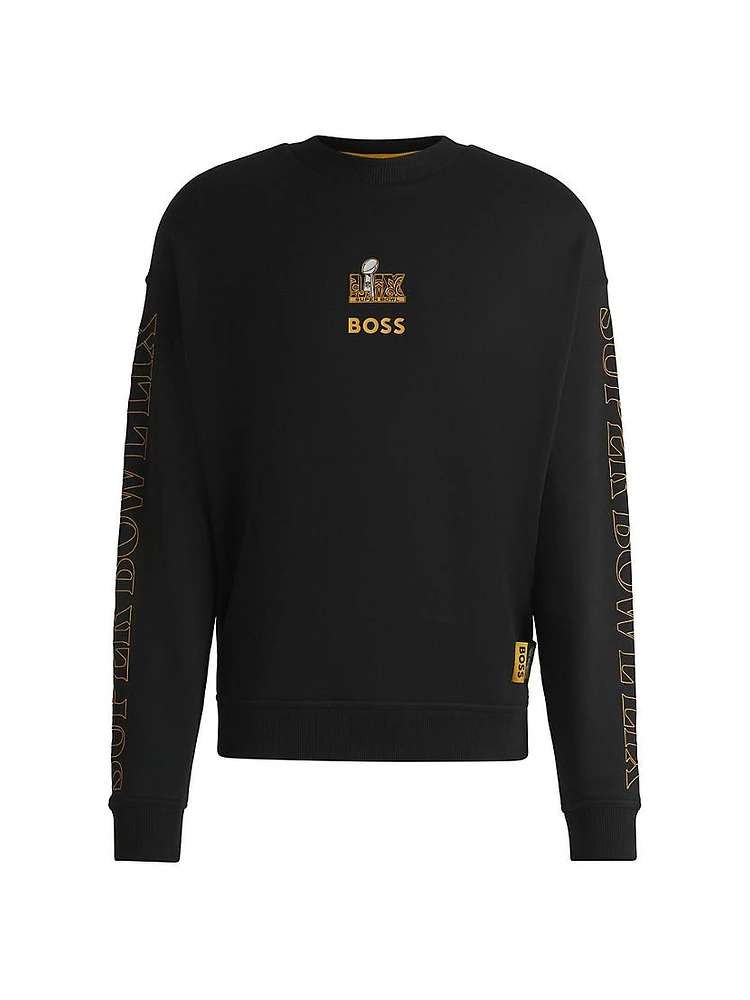 Boss x NFL Cotton Sweatshirt with Gold-Tone Embroidery