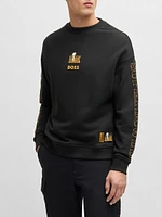 Boss x NFL Cotton Sweatshirt with Gold-Tone Embroidery