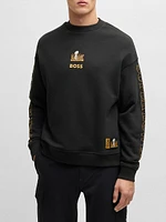 Boss x NFL Cotton Sweatshirt with Gold-Tone Embroidery