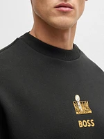 Boss x NFL Cotton Sweatshirt with Gold-Tone Embroidery
