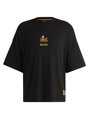 Boss x NFL Cotton T-Shirt with Gold-Tone Embroidery