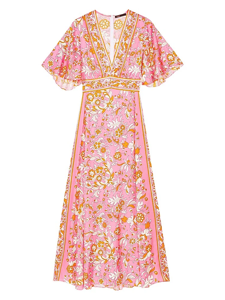 Patterned Flowing Maxi Dress