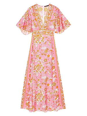 Patterned Flowing Maxi Dress