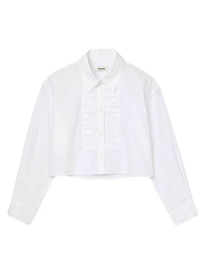 Cropped Shirt with Bow Detail