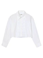 Cropped Shirt with Bow Detail