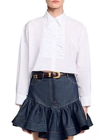 Cropped Shirt with Bow Detail