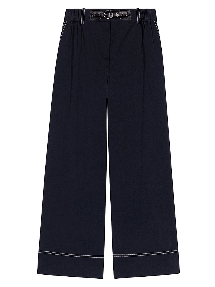 Cotton Trousers with Leather Belt