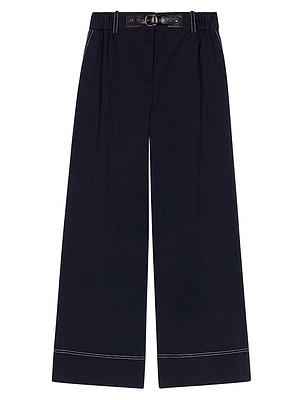 Cotton Trousers with Leather Belt