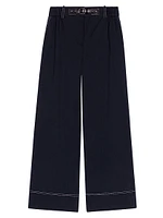 Cotton Trousers with Leather Belt