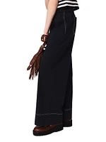 Cotton Trousers with Leather Belt