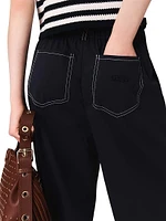 Cotton Trousers with Leather Belt