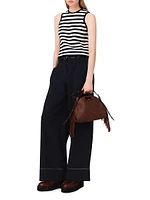 Cotton Trousers with Leather Belt