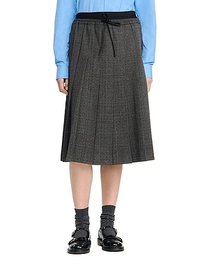 Long Pleated Rhinestone Skirt
