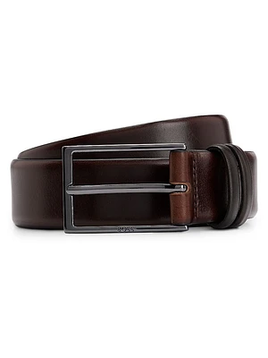 Vegetable-Tanned Leather Belt with Gunmetal Hardware