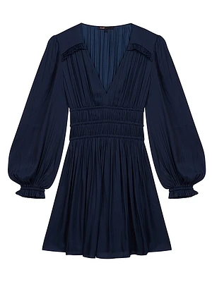 Mini Satin Dress With Ruffles