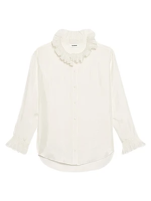 Silk Shirt with Gathered Collar