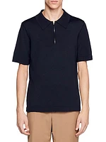 Knitted Polo Shirt With Zip Collar