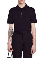Knitted Polo Shirt With Zip Collar