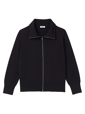 Zip-Up Wool Cardigan