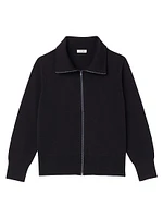 Zip-Up Wool Cardigan