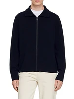 Zip-Up Wool Cardigan