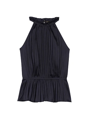Pleated Satin Halter Top
