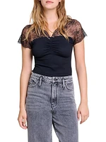 Jersey Top with Lace Trim