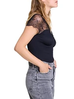 Jersey Top with Lace Trim