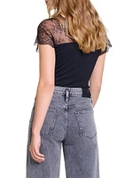 Jersey Top with Lace Trim