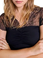 Jersey Top with Lace Trim