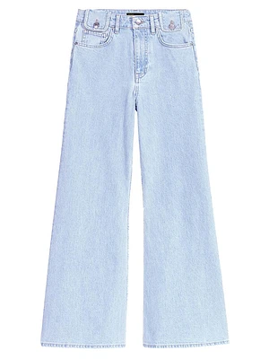 Faded Wide-Leg Jeans