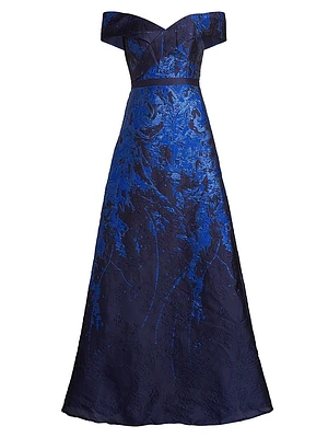 Off-The-Shoulder Fil Coupé Sequin Ball Gown