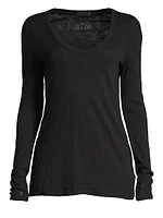 Long-Sleeve V-Neck Slub Tee
