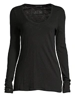 Long-Sleeve V-Neck Slub Tee