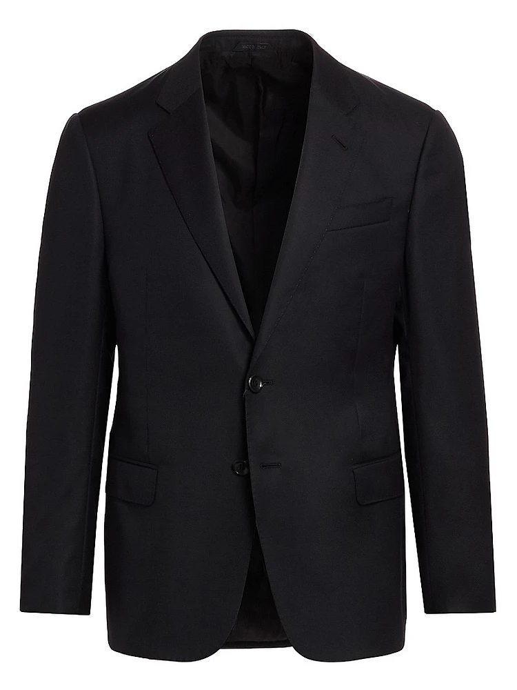 Soft Basic Wool Two-Button Slim-Fit Blazer