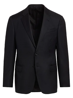 Soft Basic Wool Two-Button Slim-Fit Blazer